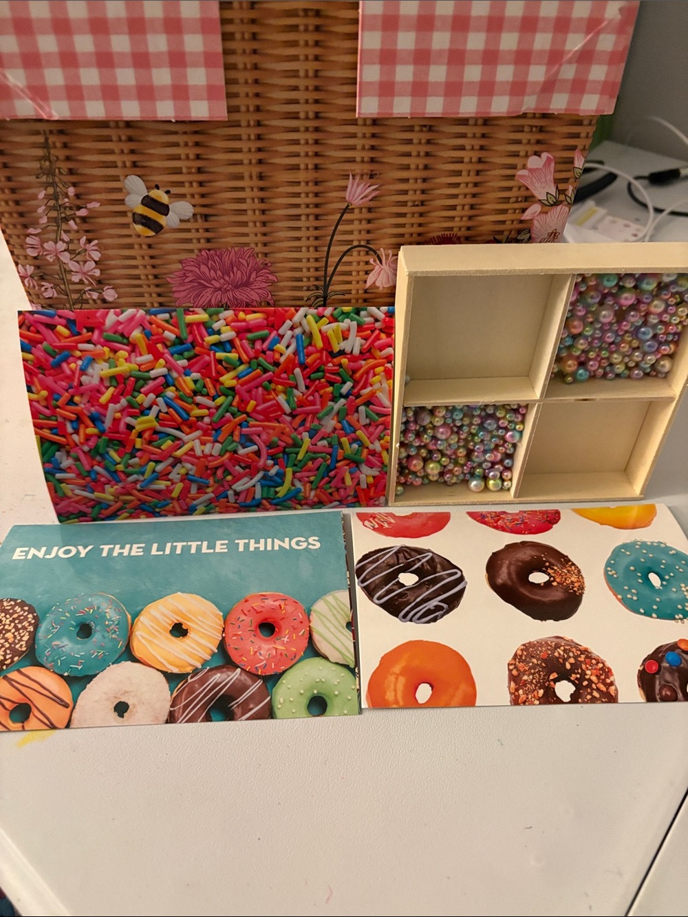 Colorful Sprinkles & Donut Home Art Print Trio - Pink, Multicolor